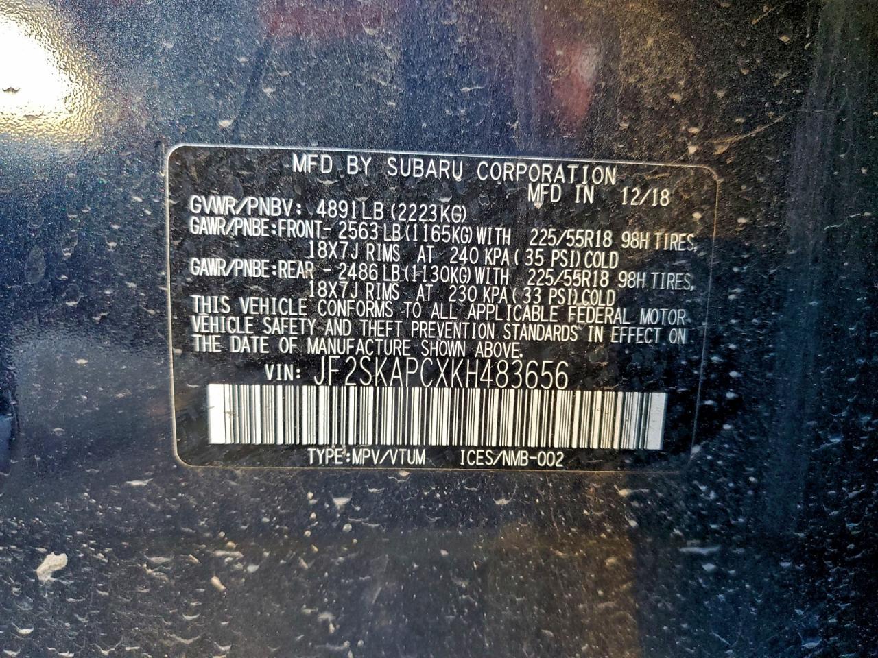 2019 Subaru Forester Sport VIN: JF2SKAPCXKH483656 Lot: 92650045
