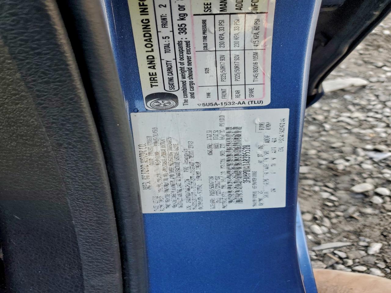 2010 Ford Fusion Sel VIN: 3FAHP0JA1AR395528 Lot: 94711345