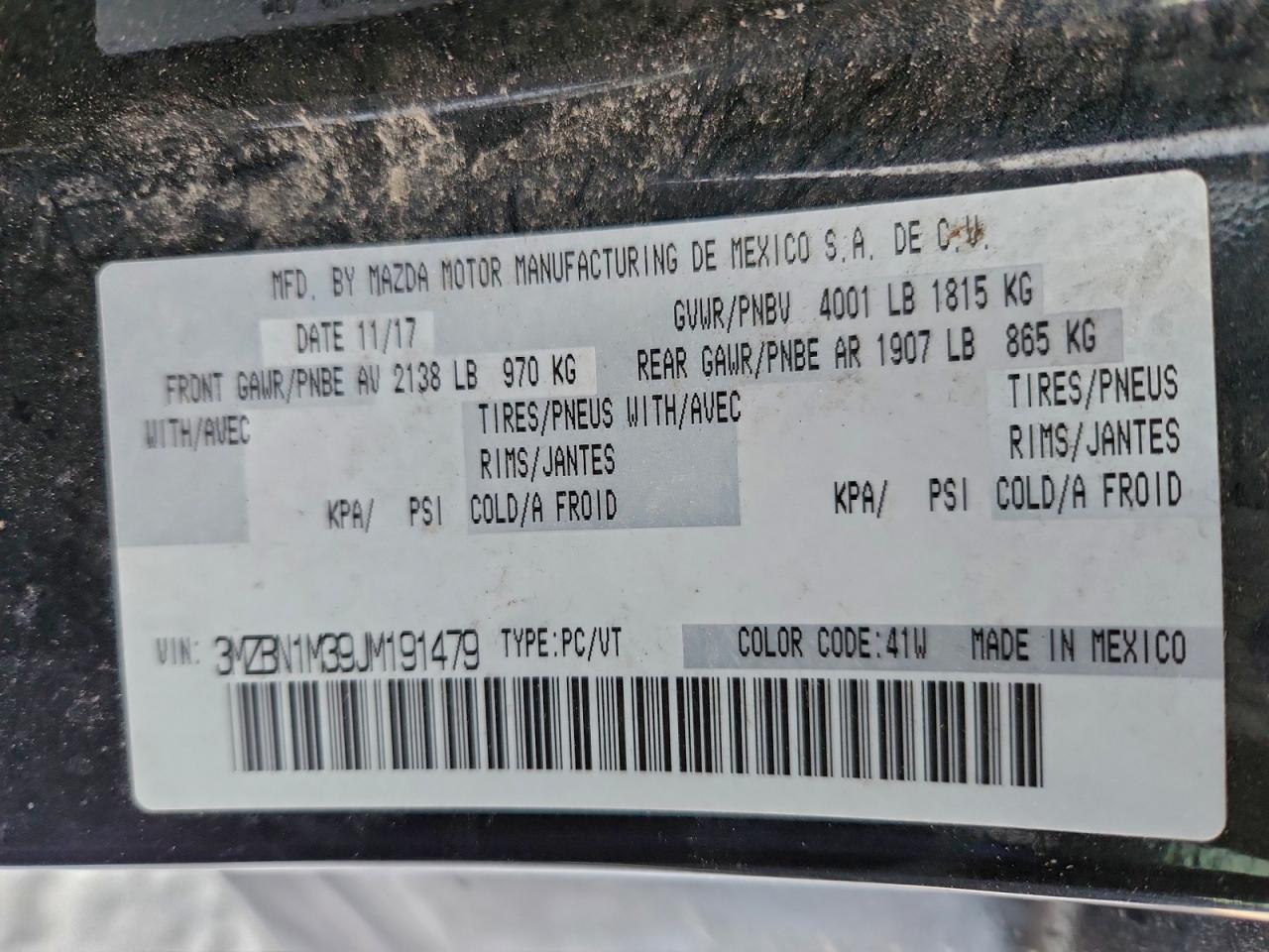 2018 Mazda 3 Grand Touring VIN: 3MZBN1M39JM191479 Lot: 94663985