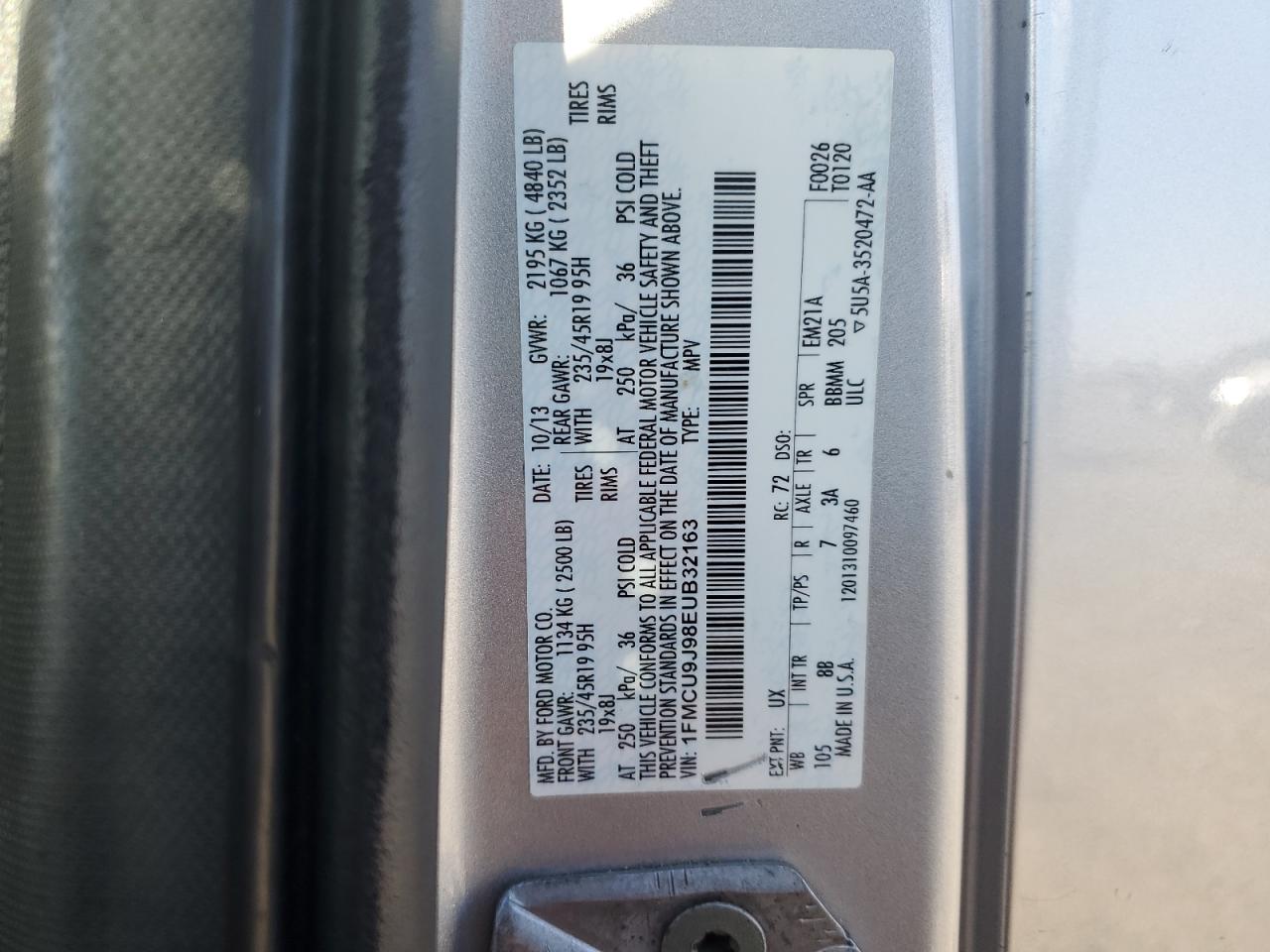 2014 Ford Escape Titanium VIN: 1FMCU9J98EUB32163 Lot: 91672545