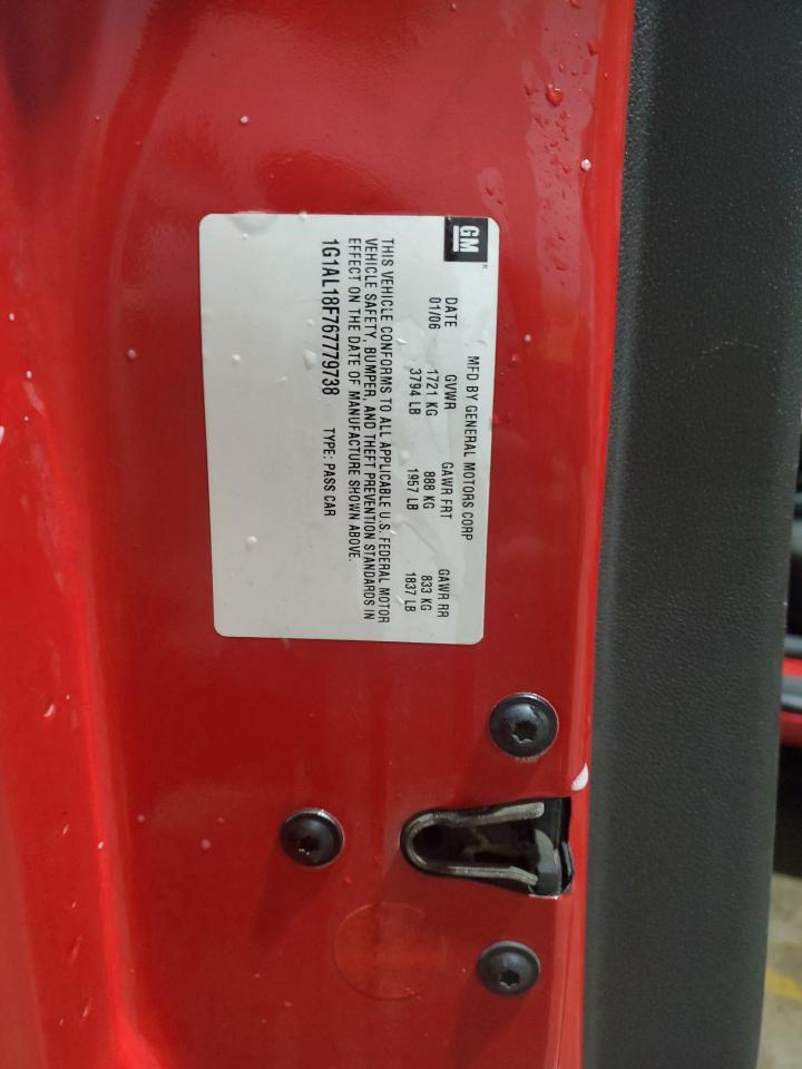 2006 Chevrolet Cobalt Lt VIN: 1G1AL18F767779738 Lot: 92976975