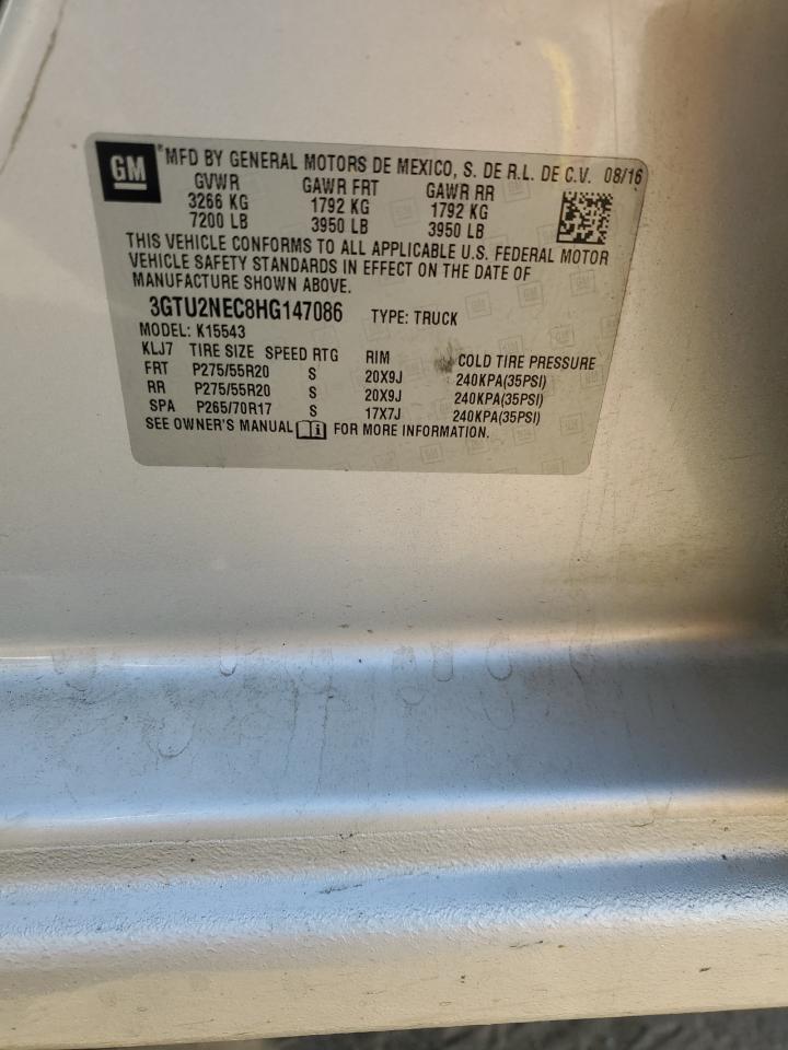 2017 GMC Sierra K1500 Slt VIN: 3GTU2NEC8HG147086 Lot: 93234775