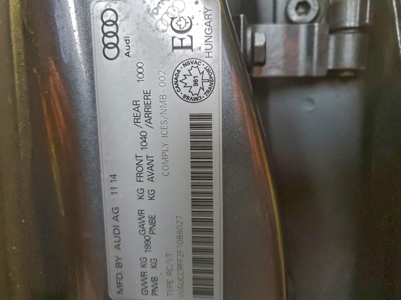 2015 Audi A3 Premium Plus VIN: WAUCCRFF2F1086027 Lot: 93843745