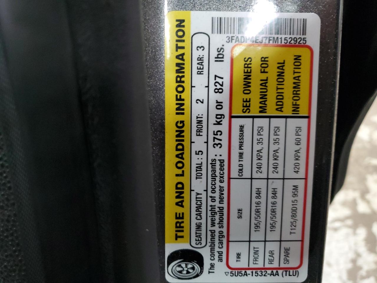 2015 Ford Fiesta Se VIN: 3FADP4EJ7FM152925 Lot: 91928795