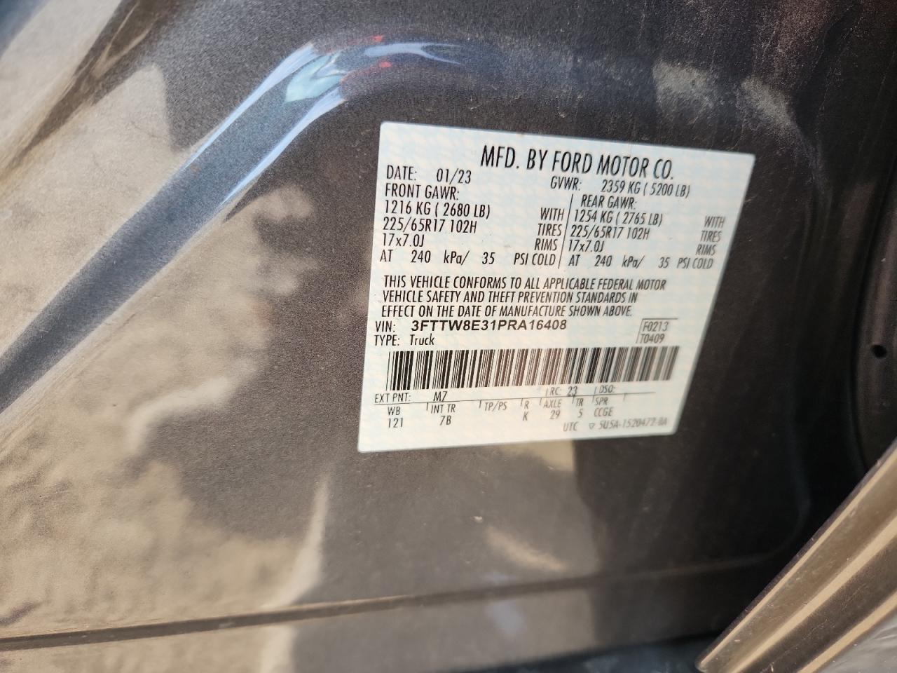 2023 Ford Maverick Xl VIN: 3FTTW8E31PRA16408 Lot: 92098565