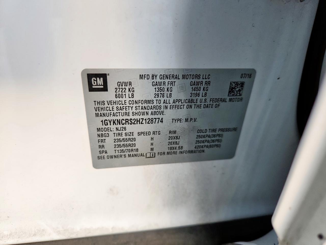 2017 Cadillac Xt5 Premium Luxury VIN: 1GYKNCRS2HZ128774 Lot: 92229415