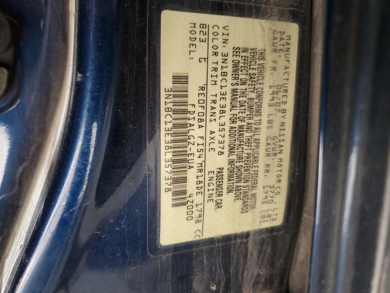 2008 Nissan Versa S VIN: 3N1BC13E38L357378 Lot: 92388505