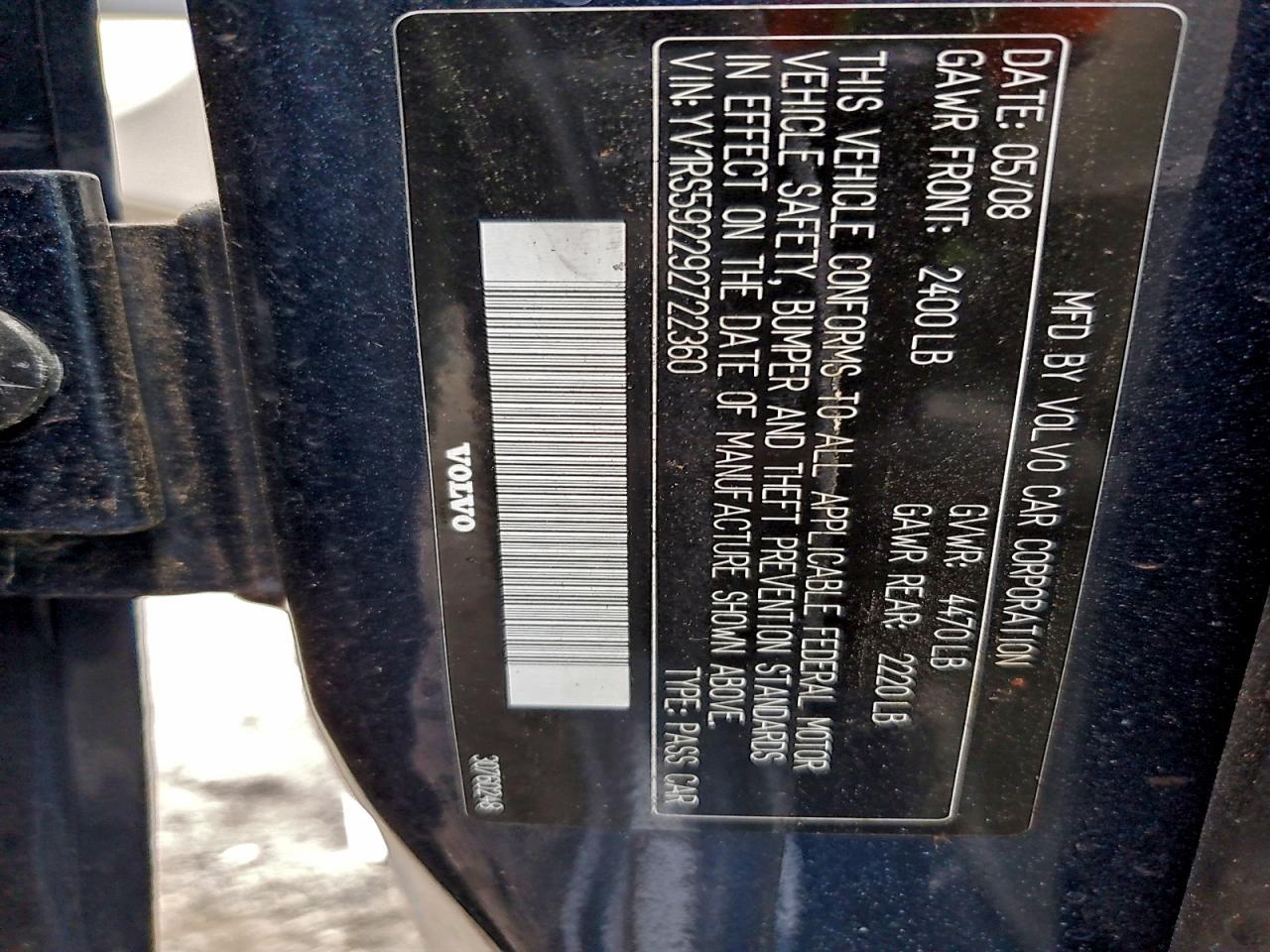 2009 Volvo S60 2.5T VIN: YV1RS592292722360 Lot: 93843265