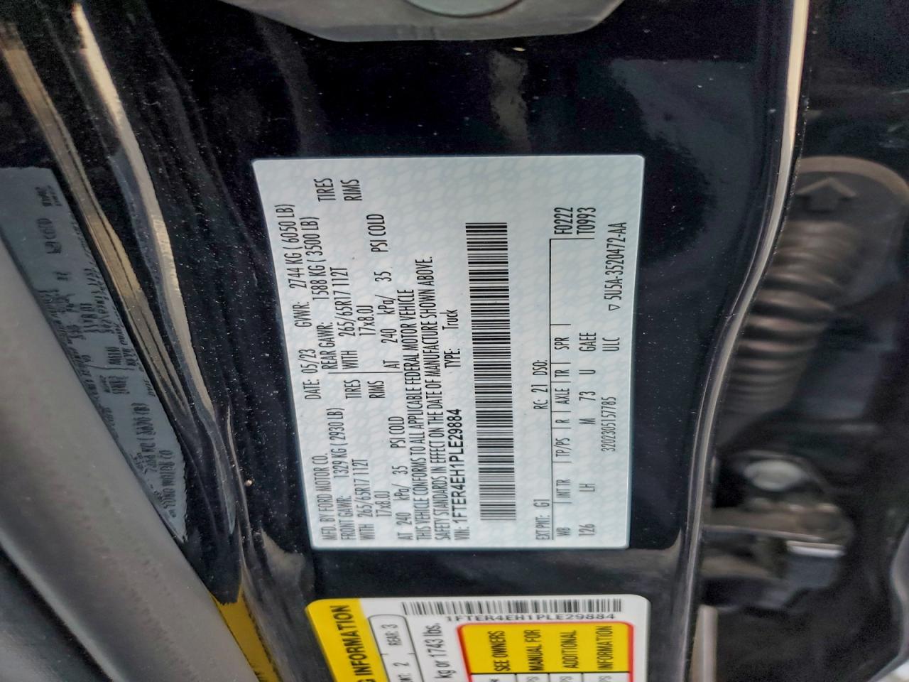 2023 Ford Ranger Xl VIN: 1FTER4EH1PLE29884 Lot: 94473045