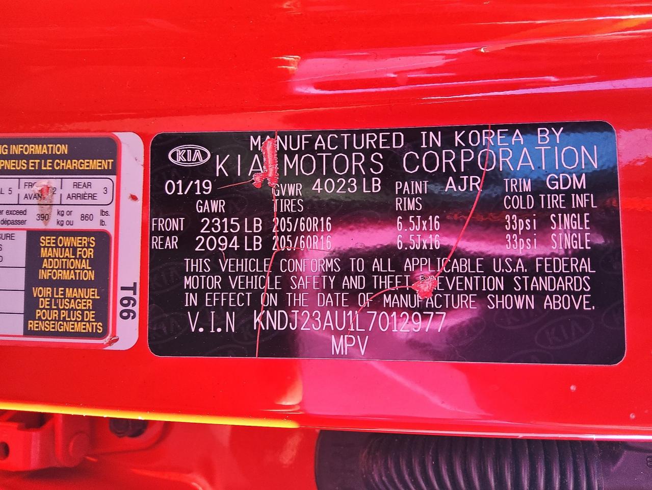 2020 Kia Soul Lx VIN: KNDJ23AU1L7012977 Lot: 91192665