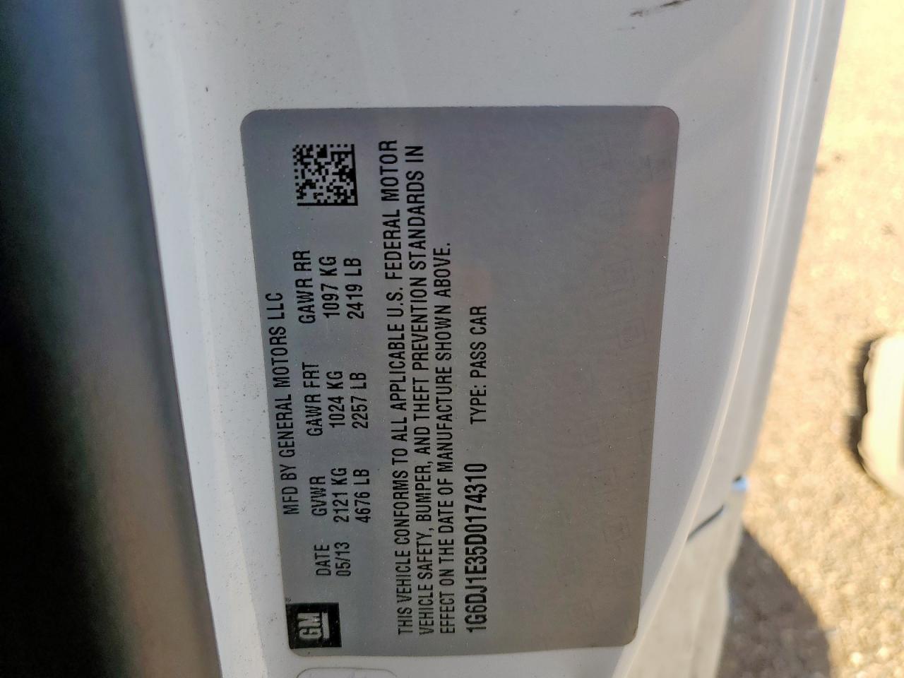 2013 Cadillac Cts Performance Collection VIN: 1G6DJ1E35D0174310 Lot: 91706495