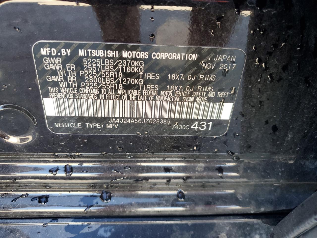 2018 Mitsubishi Outlander Se VIN: JA4J24A56JZ028389 Lot: 90719365