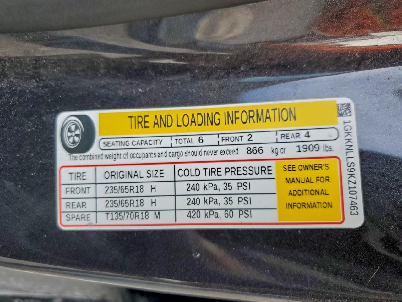 2019 GMC Acadia Sle VIN: 1GKKNLLS9KZ107463 Lot: 94454425