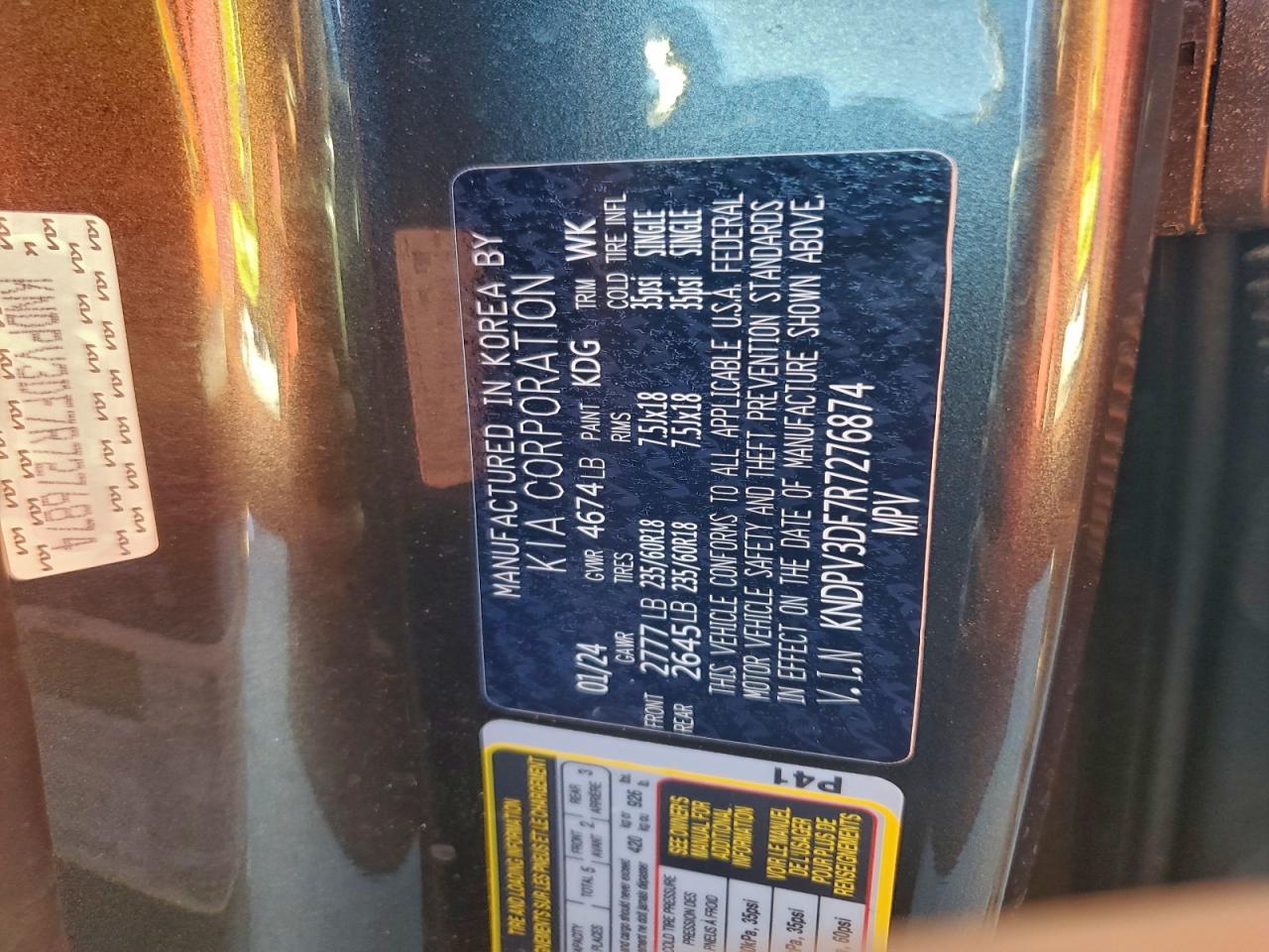 2024 Kia Sportage Ex VIN: KNDPV3DF7R7276874 Lot: 94572415