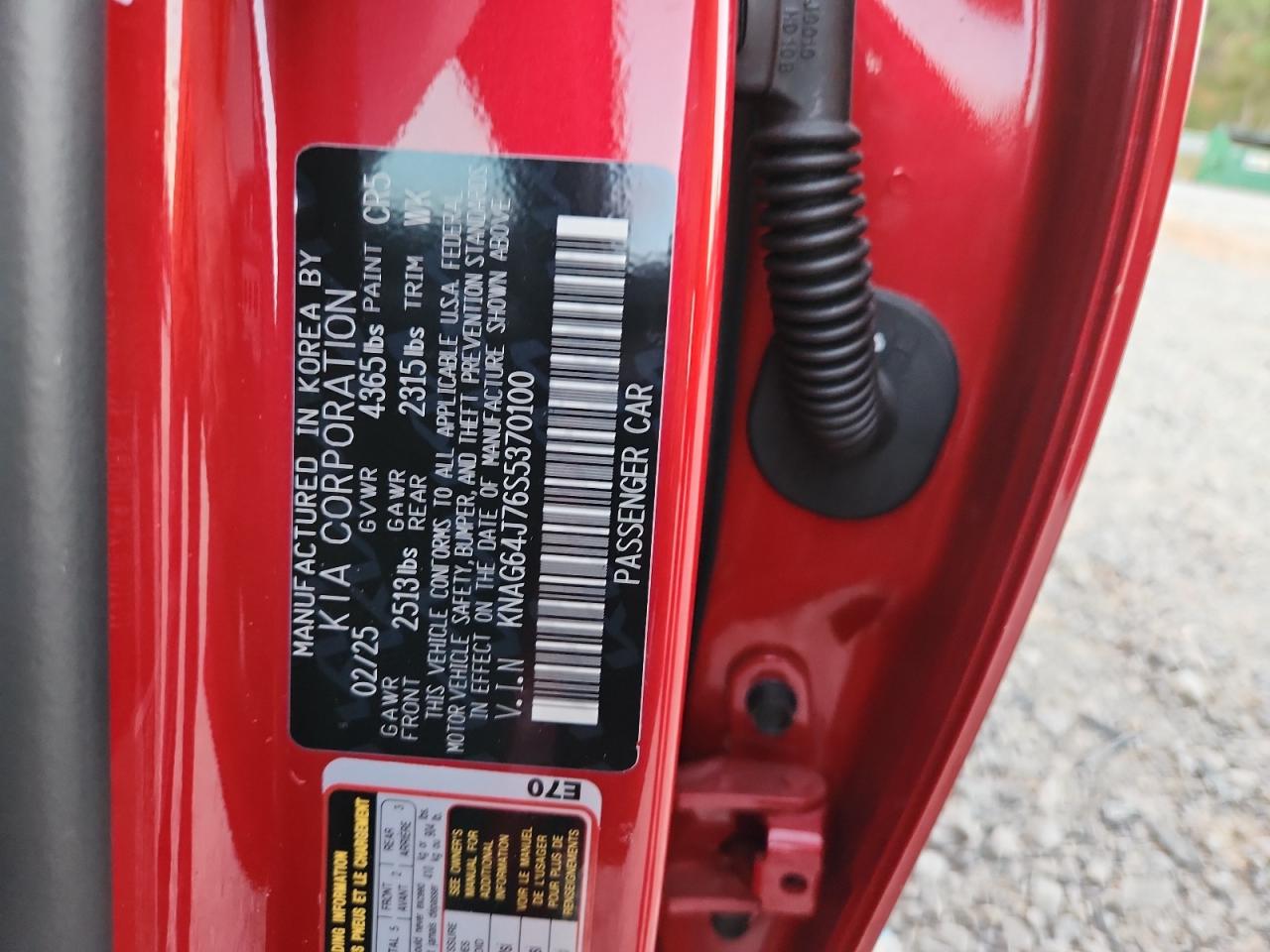 2025 Kia K5 Gt Line VIN: KNAG64J76S5370100 Lot: 93408795