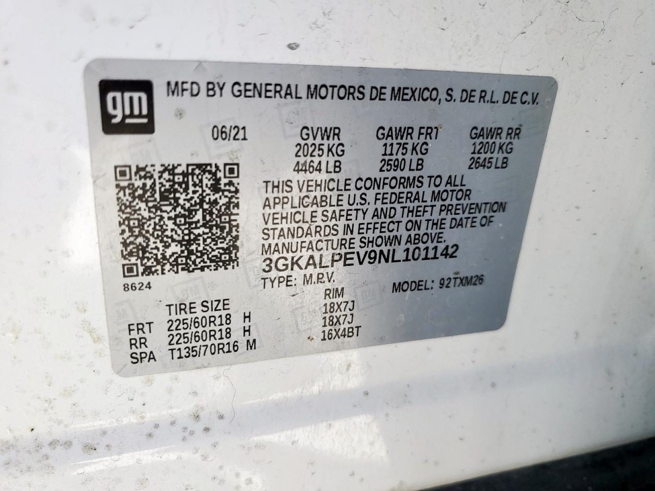 2022 GMC Terrain Slt VIN: 3GKALPEV9NL101142 Lot: 92283665