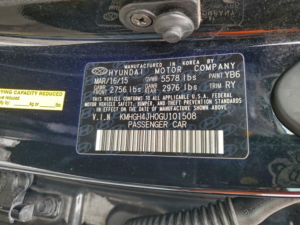 2016 Hyundai Equus Signature VIN: KMHGH4JH0GU101508 Lot: 94271055