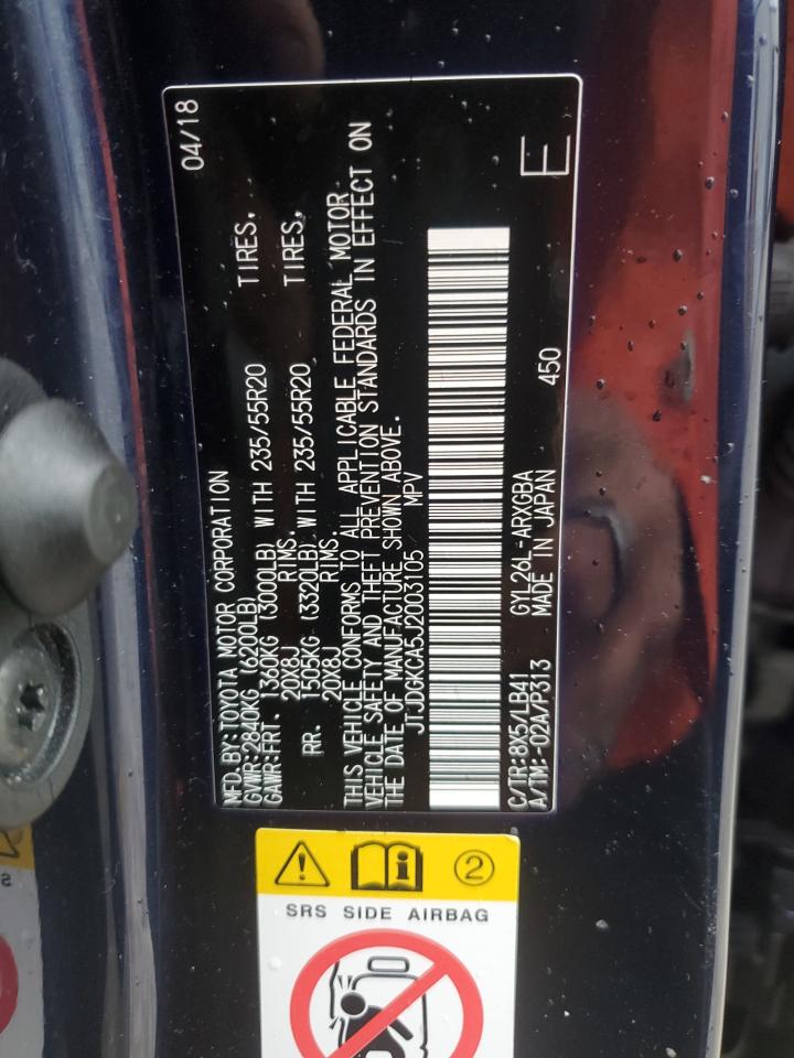 2018 Lexus Rx 450H L Base VIN: JTJDGKCA5J2003105 Lot: 91264245