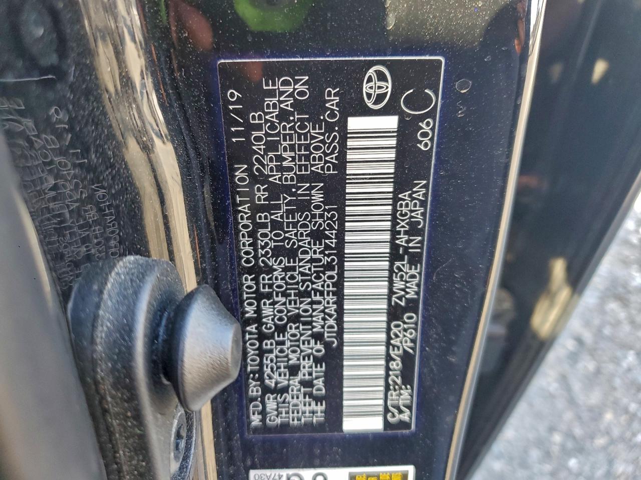 2020 Toyota Prius Prime Le VIN: JTDKARFP0L3144231 Lot: 94722705