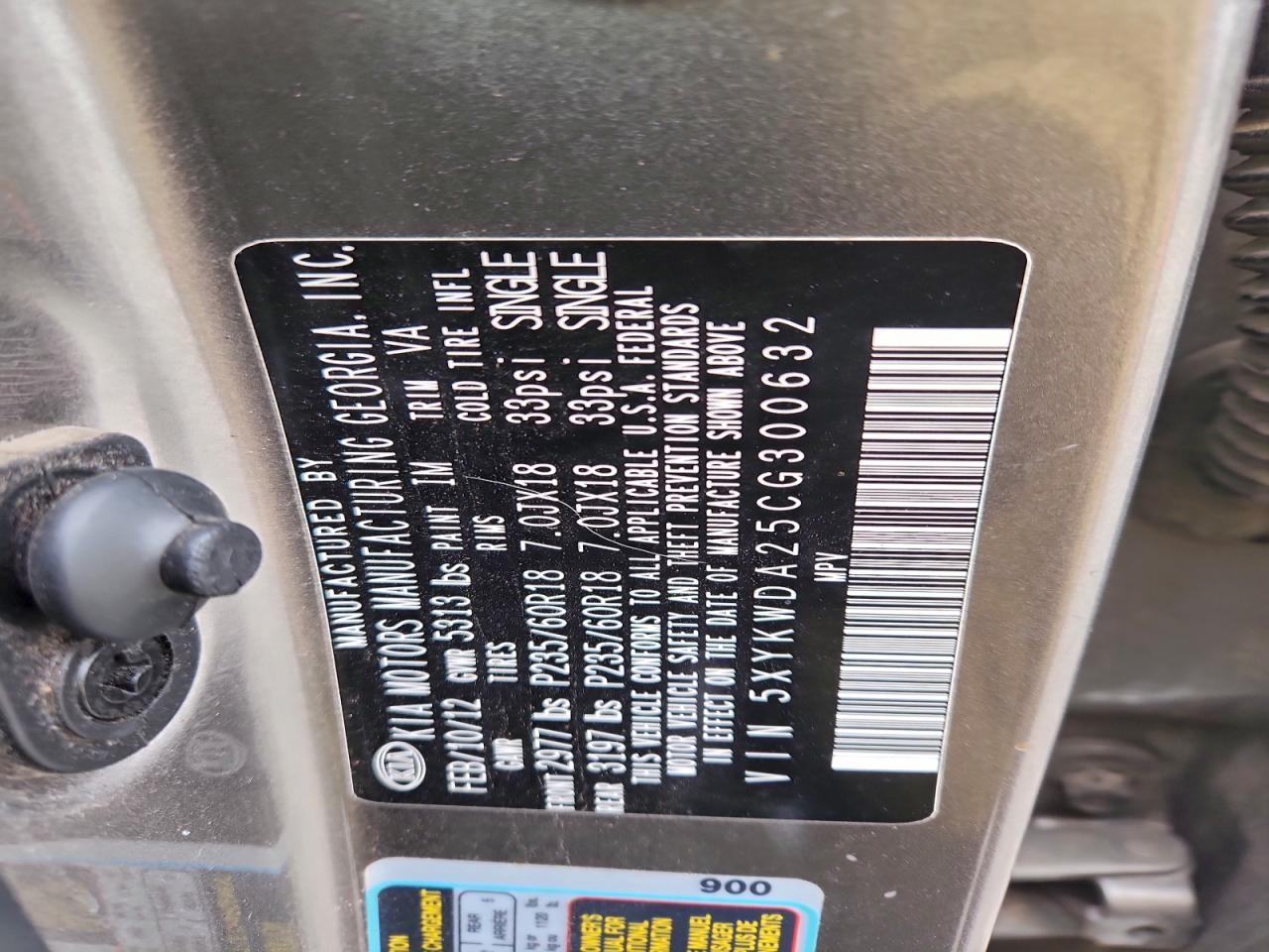 2012 Kia Sorento Sx VIN: 5XYKWDA25CG300632 Lot: 93543255