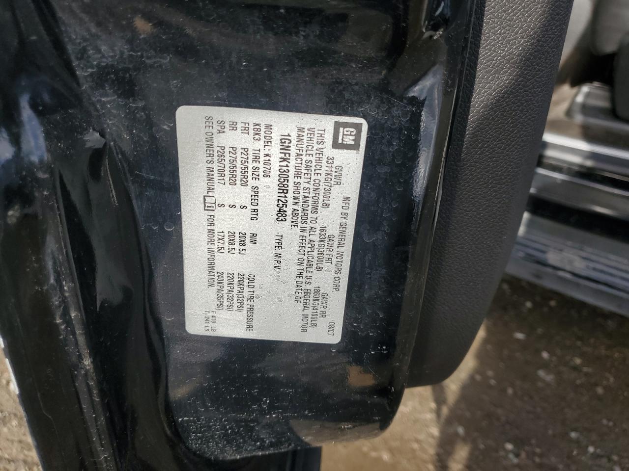 2008 Chevrolet Tahoe K1500 VIN: 1GNFK13058R125483 Lot: 93462625