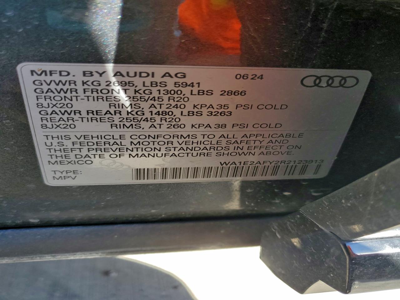 2024 Audi Q5 E Premium Plus 55 VIN: WA1E2AFY2R2123913 Lot: 93293785