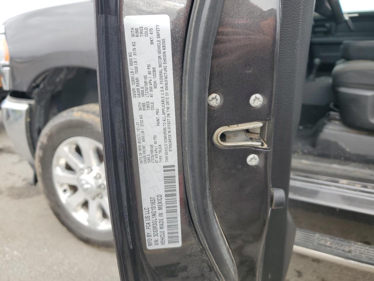 2022 Ram 3500 Tradesman VIN: 3C63R3GL1NG151637 Lot: 91931295