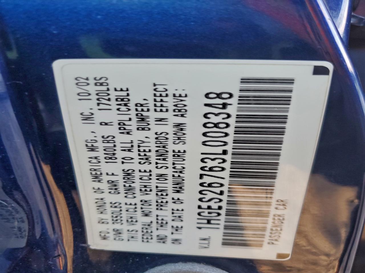 2003 Honda Civic Ex VIN: 1HGES26763L008348 Lot: 94534755