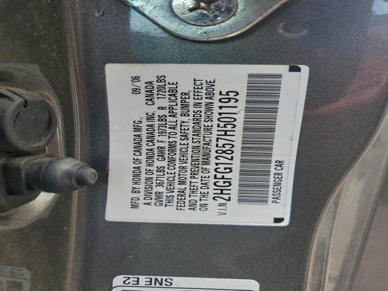 2007 Honda Civic Ex VIN: 2HGFG12857H501195 Lot: 94413085