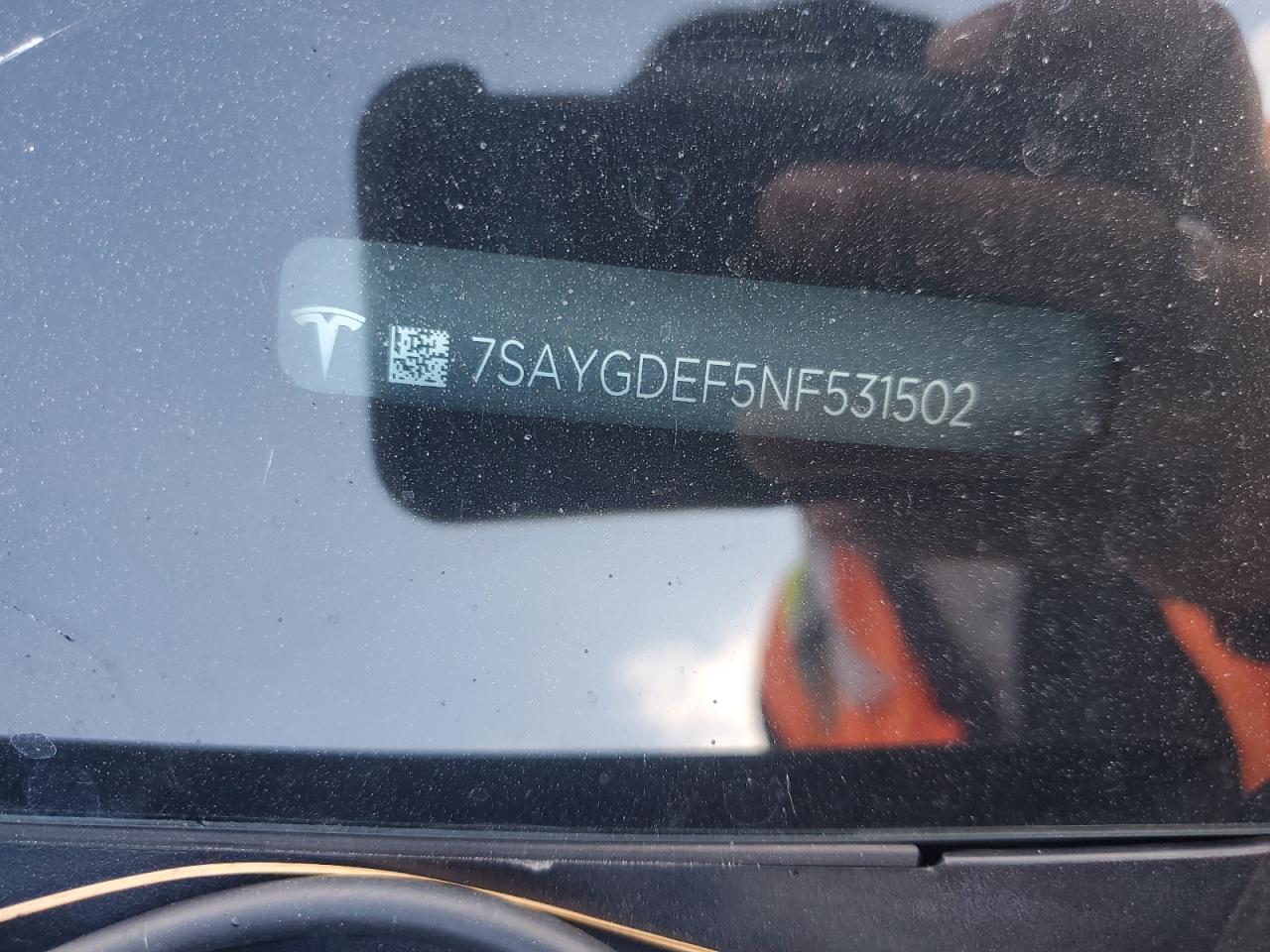 2022 Tesla Model Y VIN: 7SAYGDEF5NF531502 Lot: 93368495