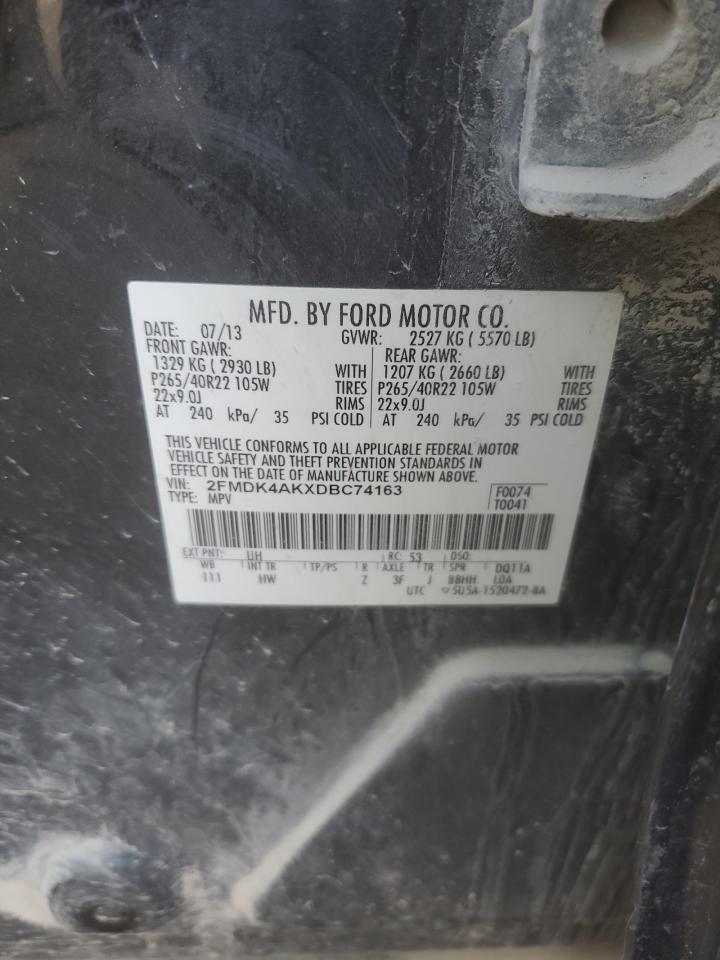 2013 Ford Edge Sport VIN: 2FMDK4AKXDBC74163 Lot: 92374635