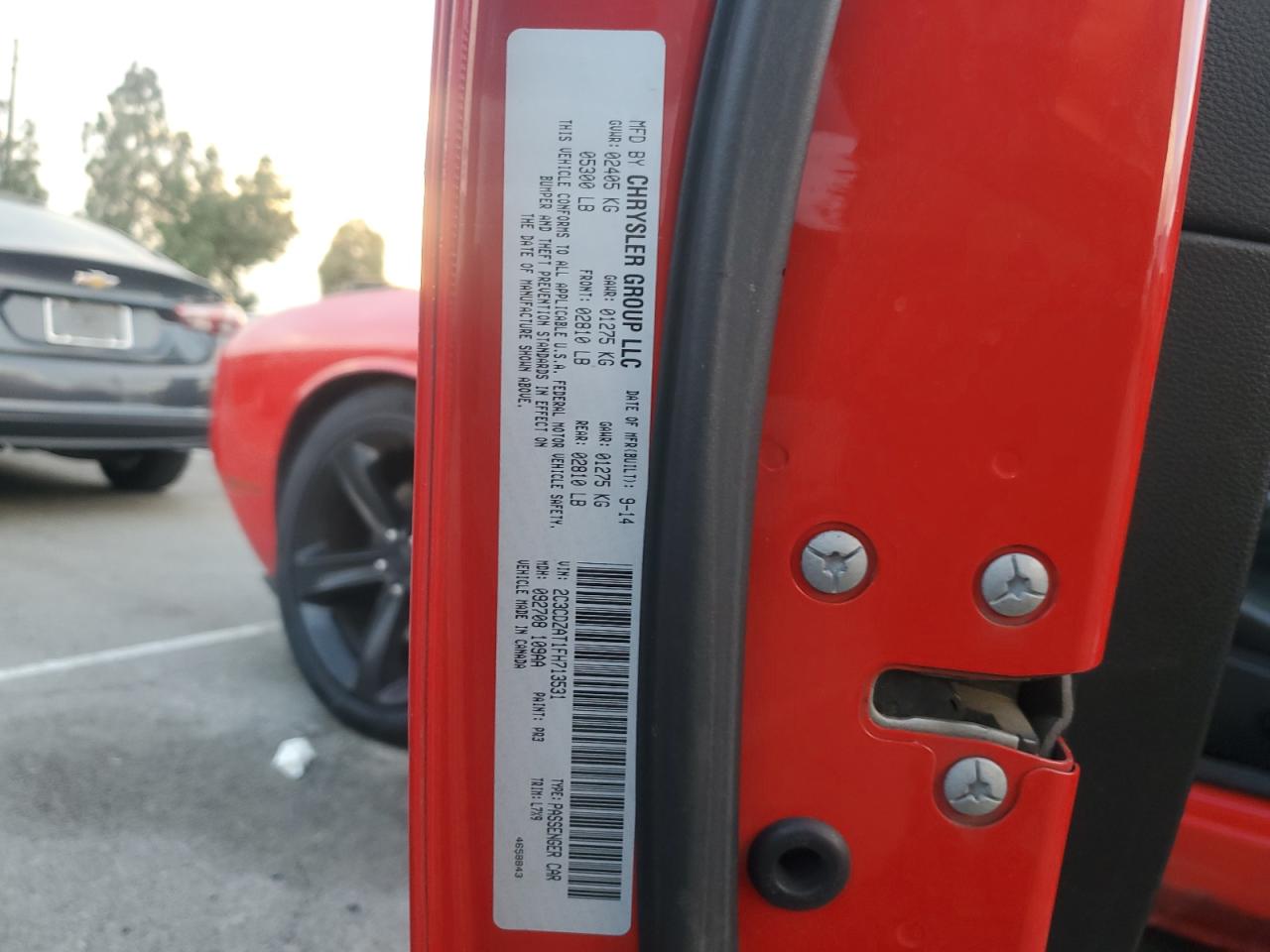 2015 Dodge Challenger Sxt VIN: 2C3CDZAT1FH713531 Lot: 92529455