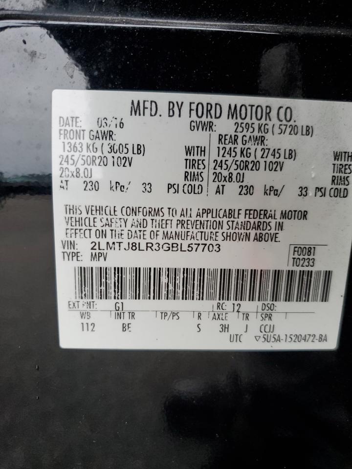 2016 Lincoln Mkx Reserve VIN: 2LMTJ8LR3GBL57703 Lot: 90629725