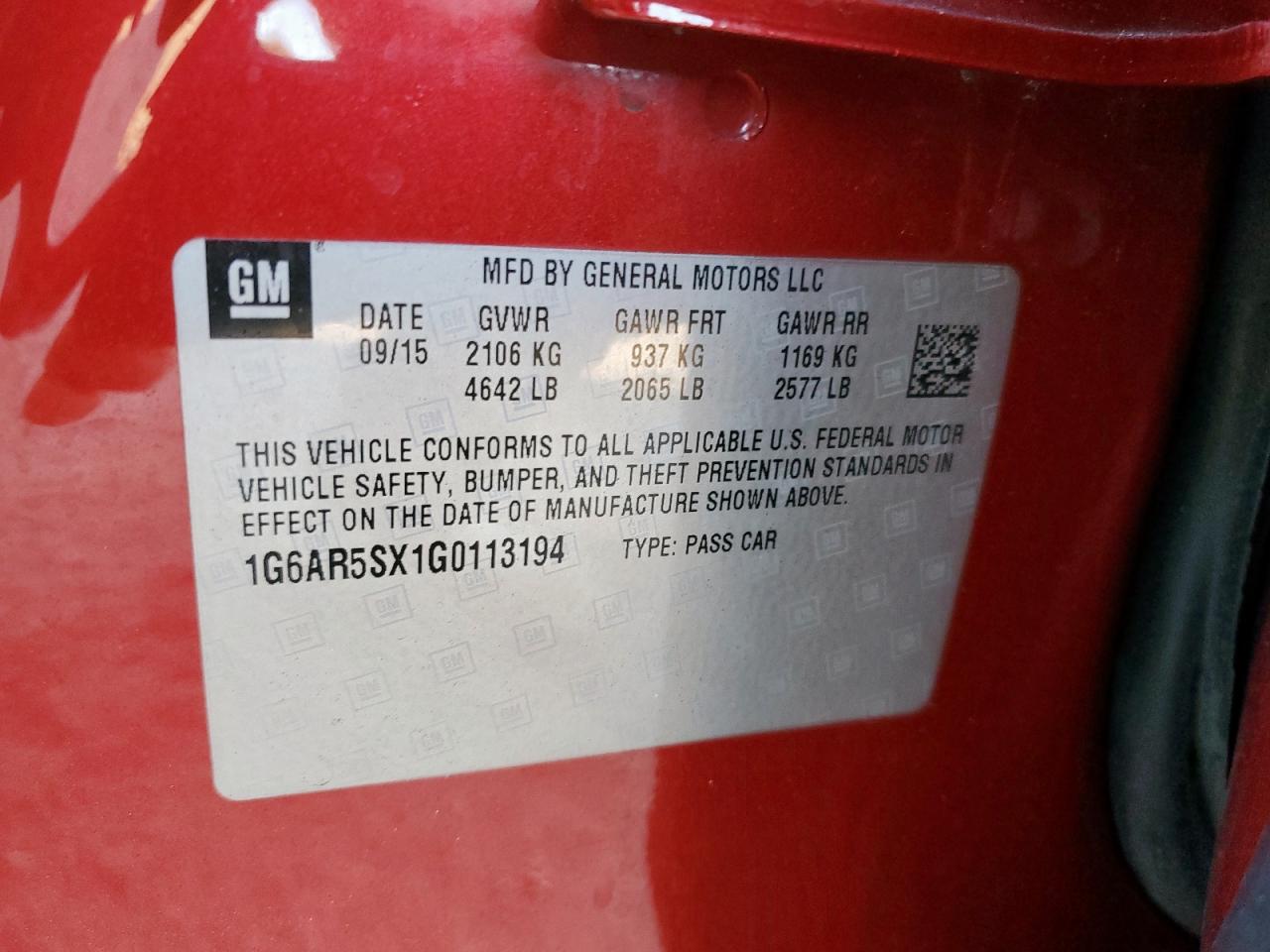 2016 Cadillac Cts Luxury Collection VIN: 1G6AR5SX1G0113194 Lot: 90708885