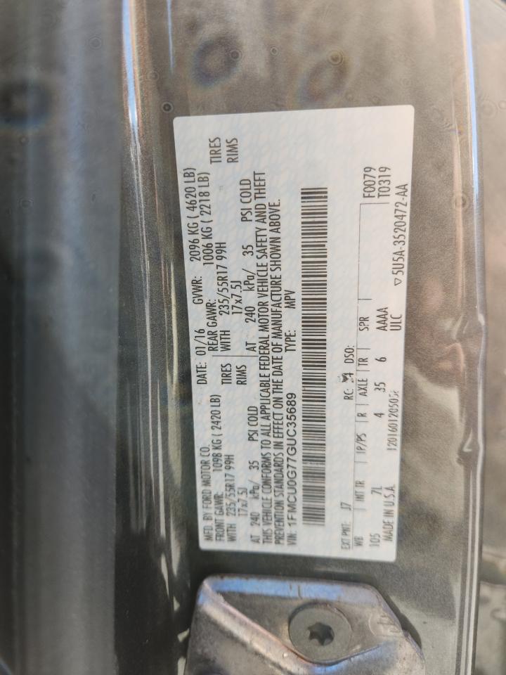 2016 Ford Escape Se VIN: 1FMCU0G77GUC35689 Lot: 92361385