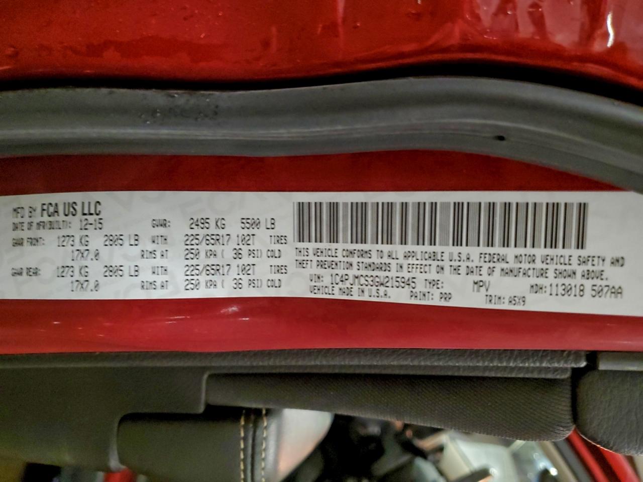 2016 Jeep Cherokee Latitude VIN: 1C4PJMCS3GW215945 Lot: 94505255