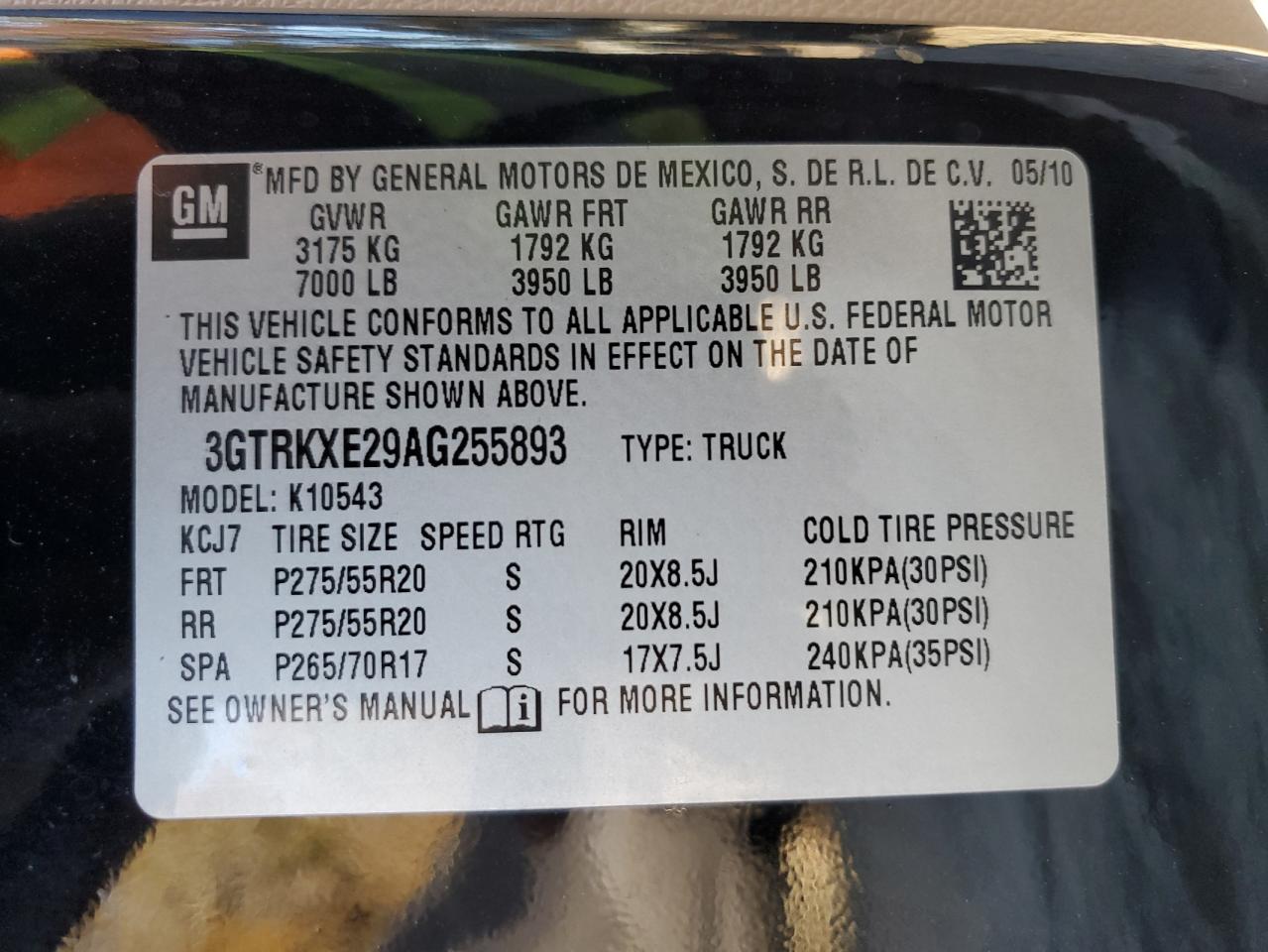 2010 GMC Sierra K1500 Denali VIN: 3GTRKXE29AG255893 Lot: 92710605