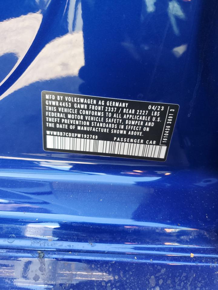 2023 Volkswagen Golf R 20Th Anniversary VIN: WVWBB7CDXPW192769 Lot: 91609105