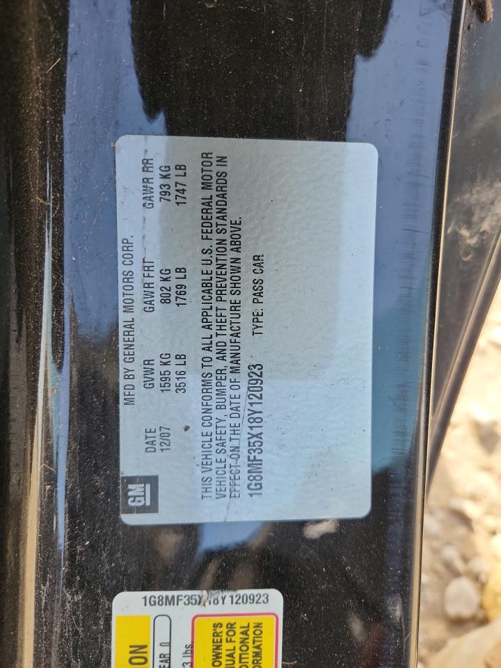 2008 Saturn Sky Redline VIN: 1G8MF35X18Y120923 Lot: 92113245