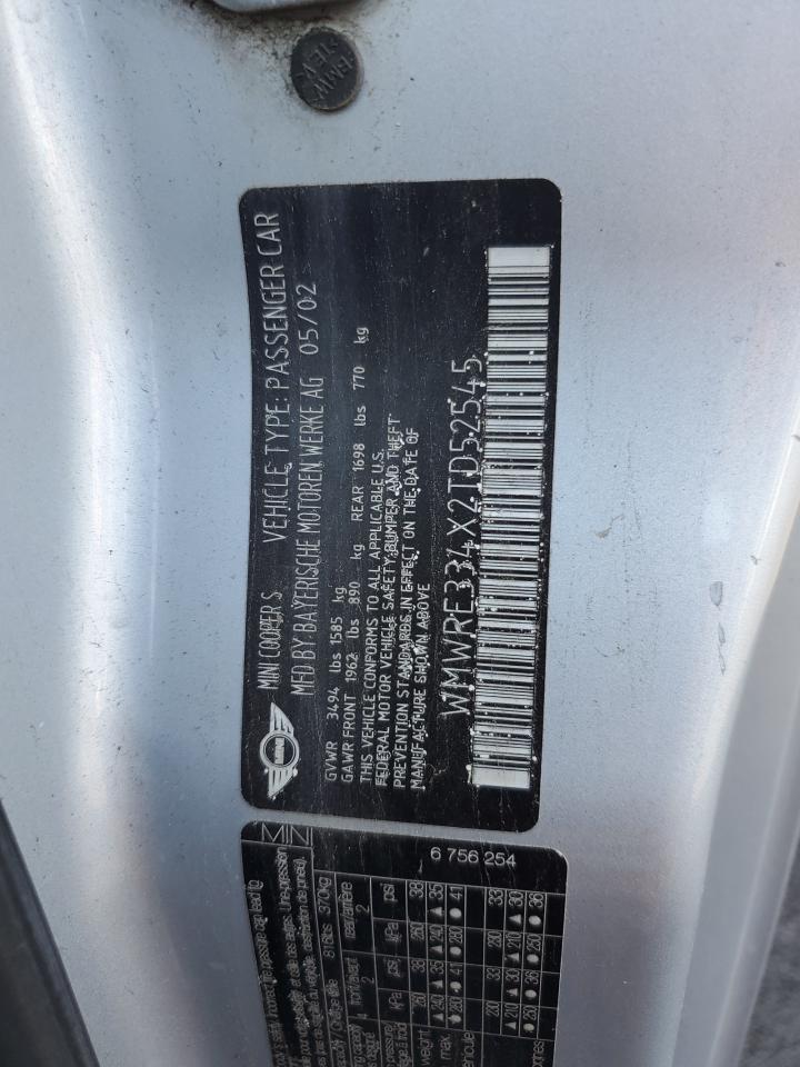 2002 Mini Cooper S VIN: WMWRE334X2TD52545 Lot: 92433355