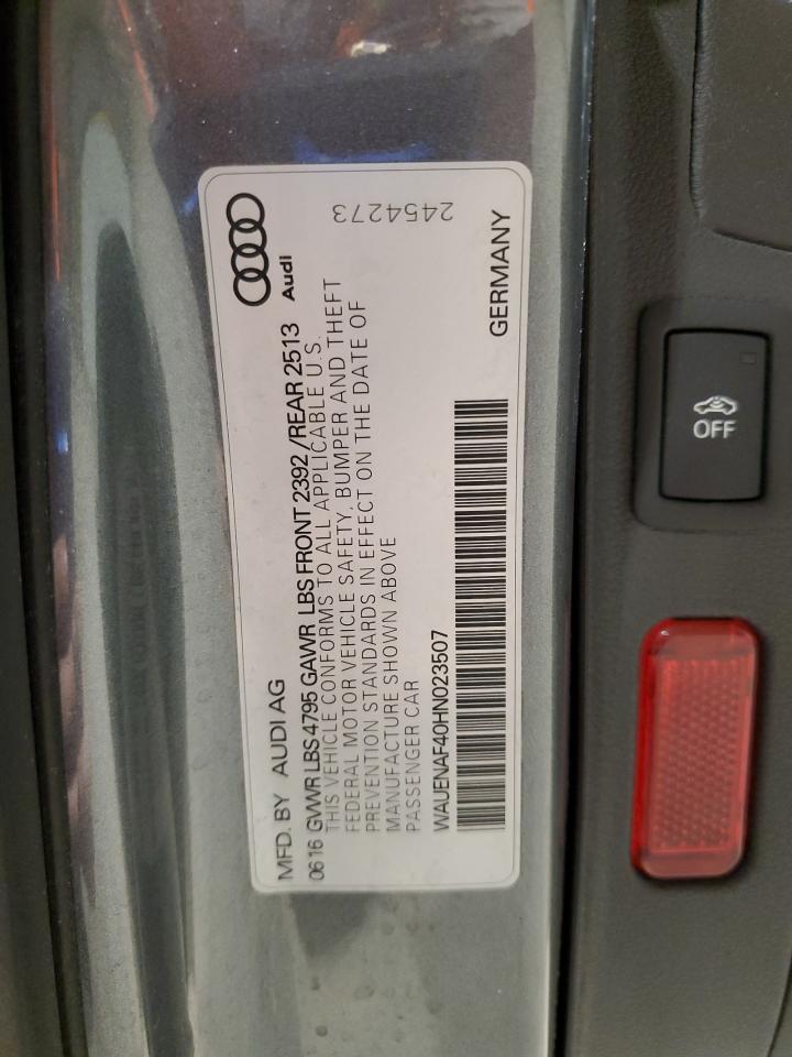 2017 Audi A4 Premium Plus VIN: WAUENAF40HN023507 Lot: 92052765