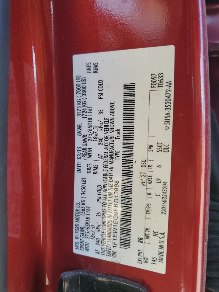 2015 Ford F150 Supercrew VIN: 1FTEW1EG9FKD13898 Lot: 92489295