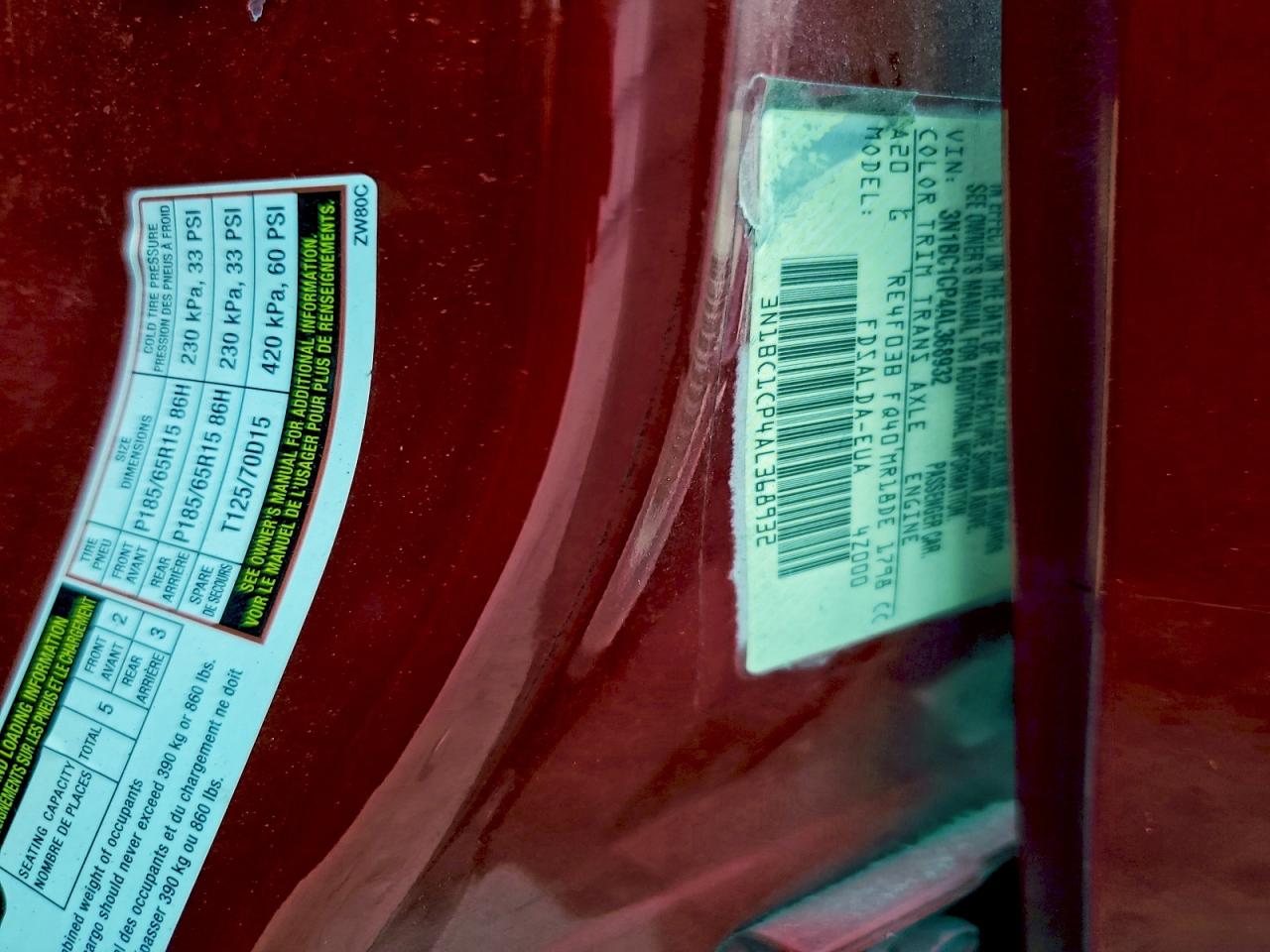 2010 Nissan Versa S VIN: 3N1BC1CP4AL368932 Lot: 94518685