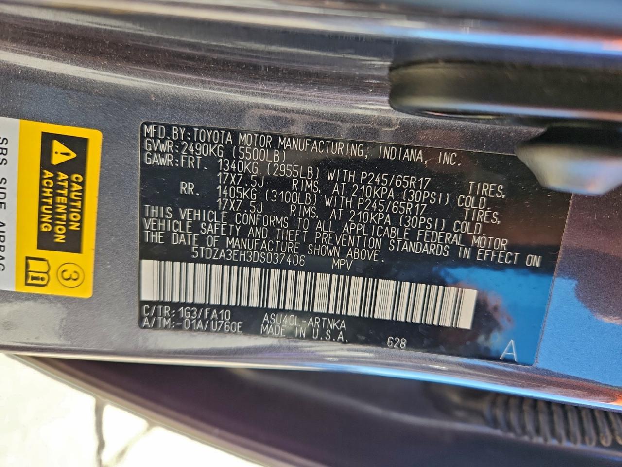 2013 Toyota Highlander Base VIN: 5TDZA3EH3DS037406 Lot: 94567215