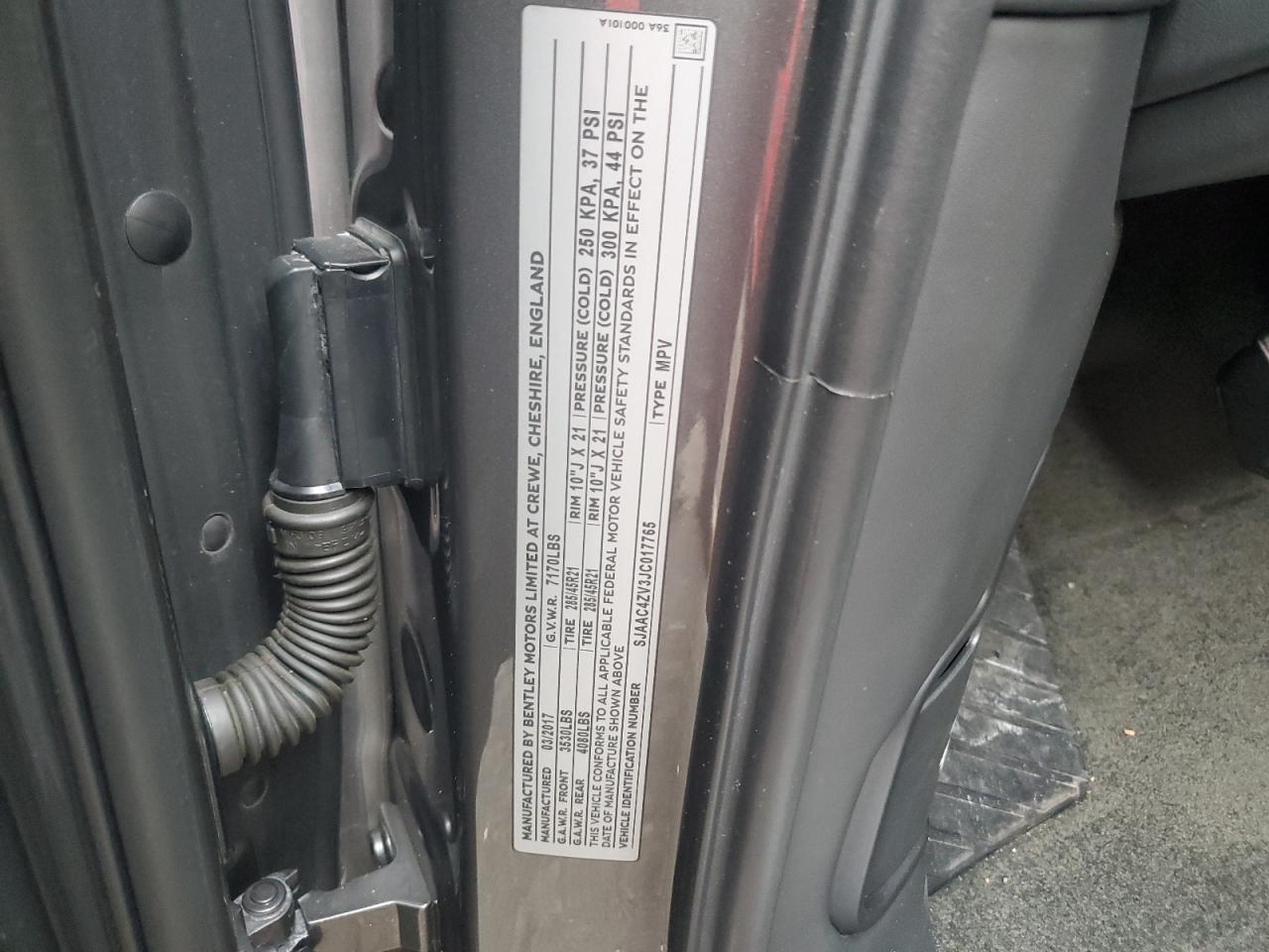 2018 Bentley Bentayga VIN: SJAAC4ZV3JC017765 Lot: 93570245