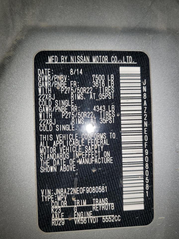 2015 Infiniti Qx80 VIN: JN8AZ2NE0F9080581 Lot: 90716115