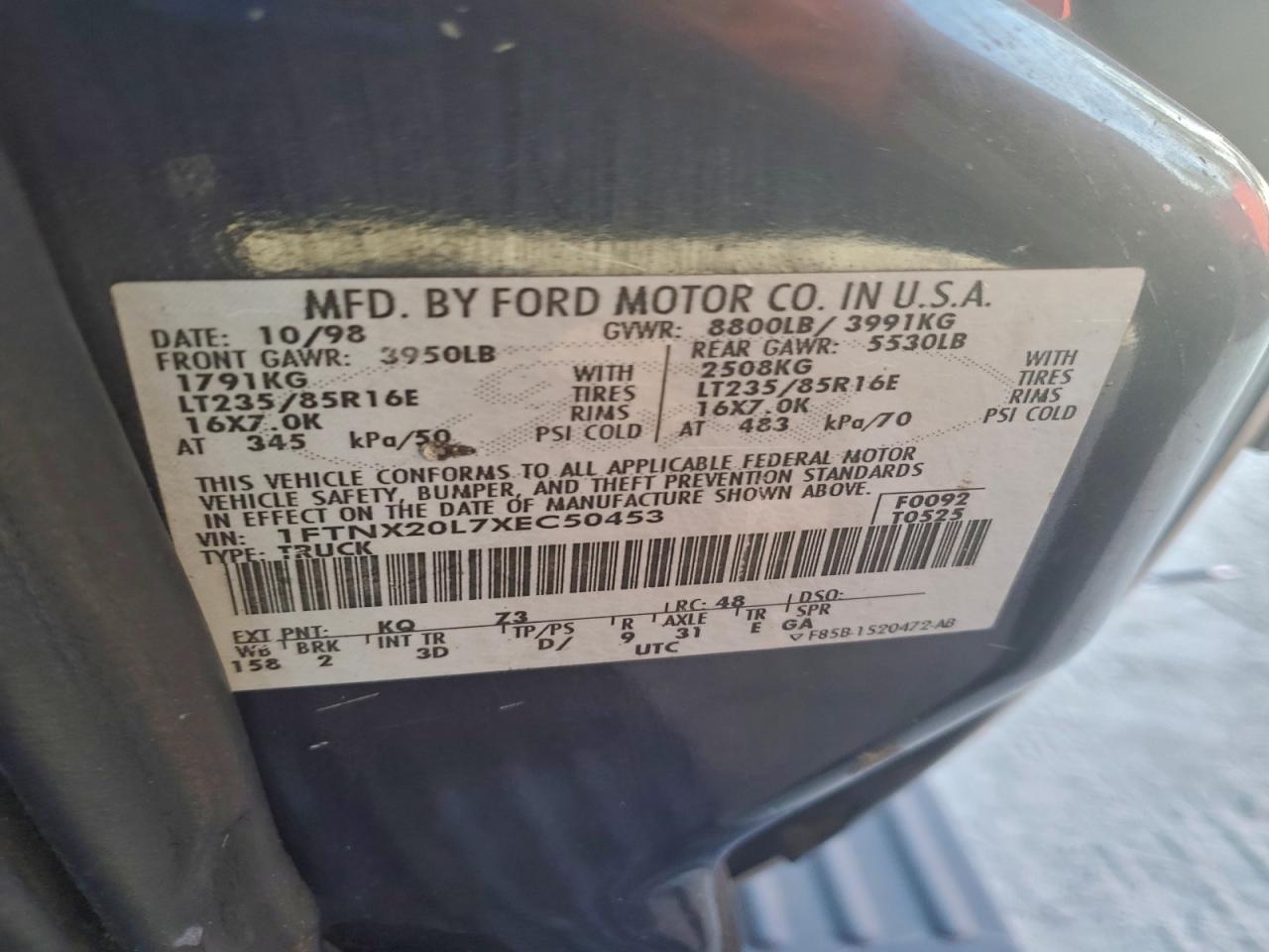 1999 Ford F250 Super Duty VIN: 1FTNX20L7XEC50453 Lot: 93528325