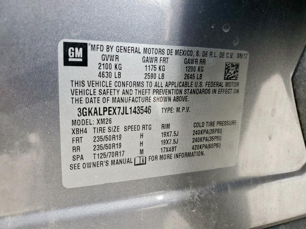 2018 GMC Terrain Slt VIN: 3GKALPEX7JL143546 Lot: 92247915