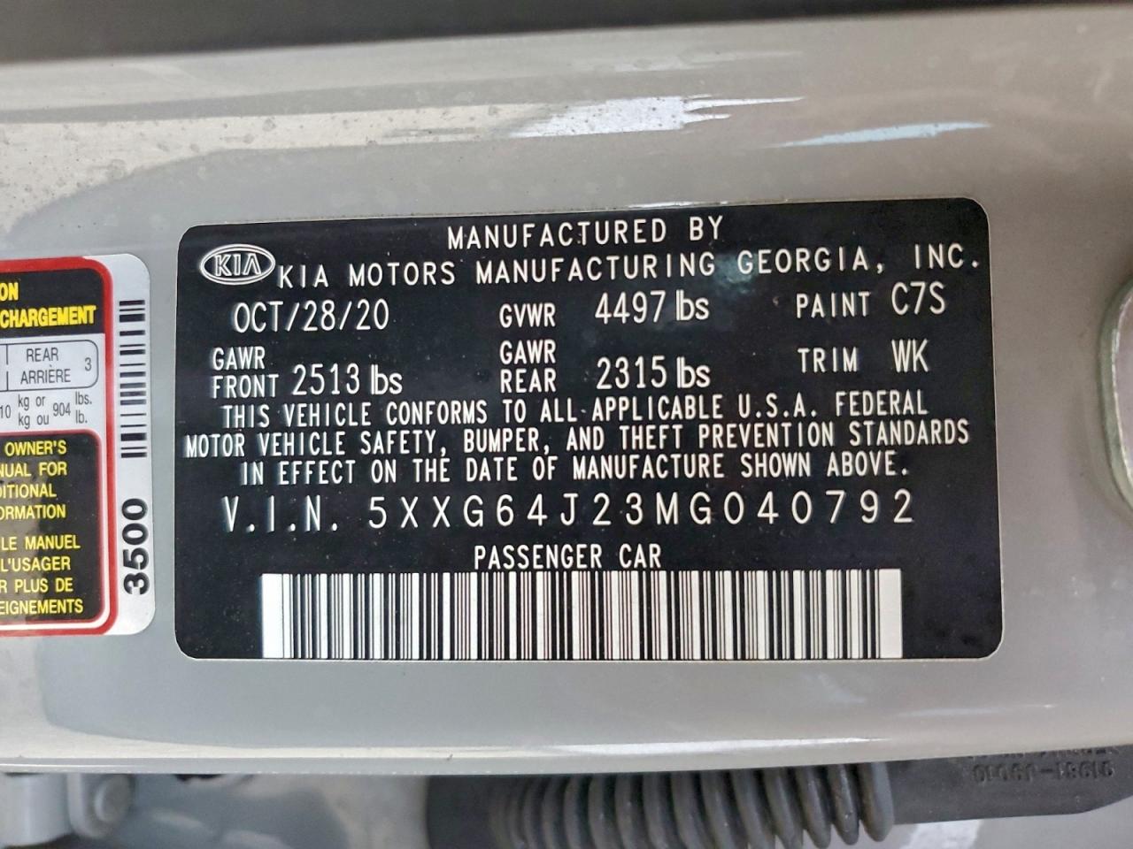 2021 Kia K5 Gt Line VIN: 5XXG64J23MG040792 Lot: 93687825