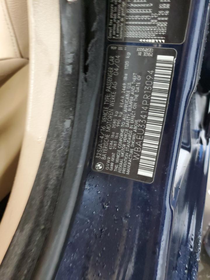 2004 BMW 325 Xi VIN: WBAEU33414PR13094 Lot: 91932385